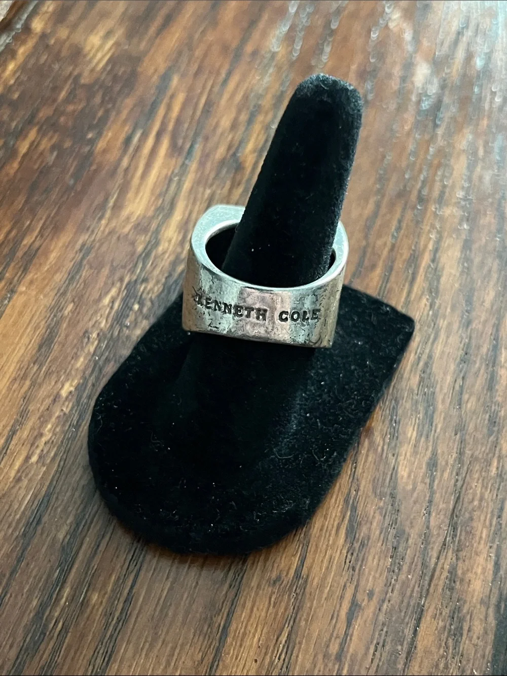 Kenneth Cole Silver-Tone Ring with White/MOP Square Inlay